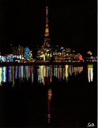2011 (10) - Tour Eiffel la nuit (19x25) - Acrylique sur toile de lin.jpg